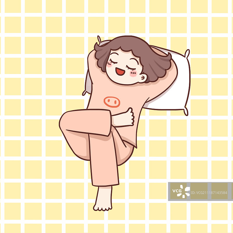 猪猪女孩睡大觉漫画图片素材