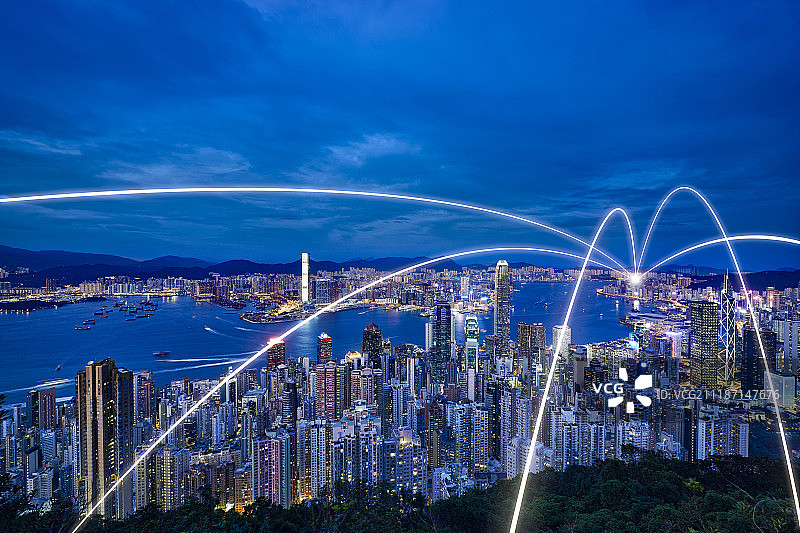 科技互联的香港城市全景图片素材