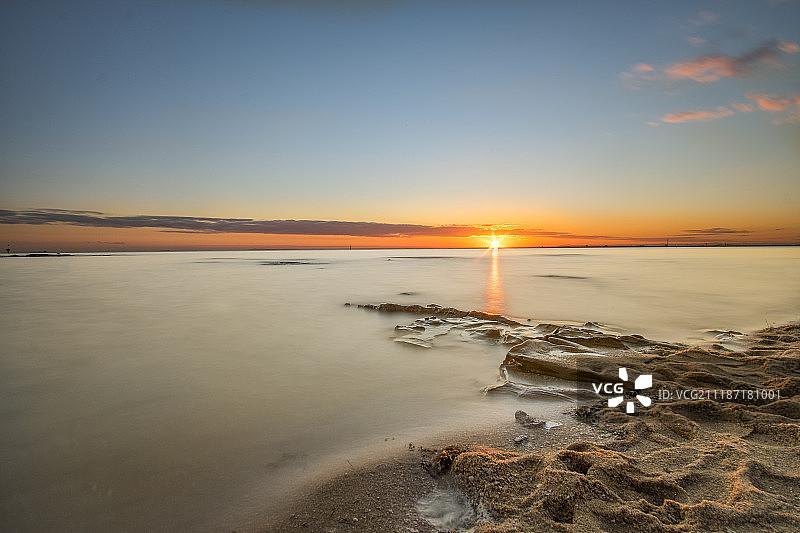 布莱顿海滩日落图片素材
