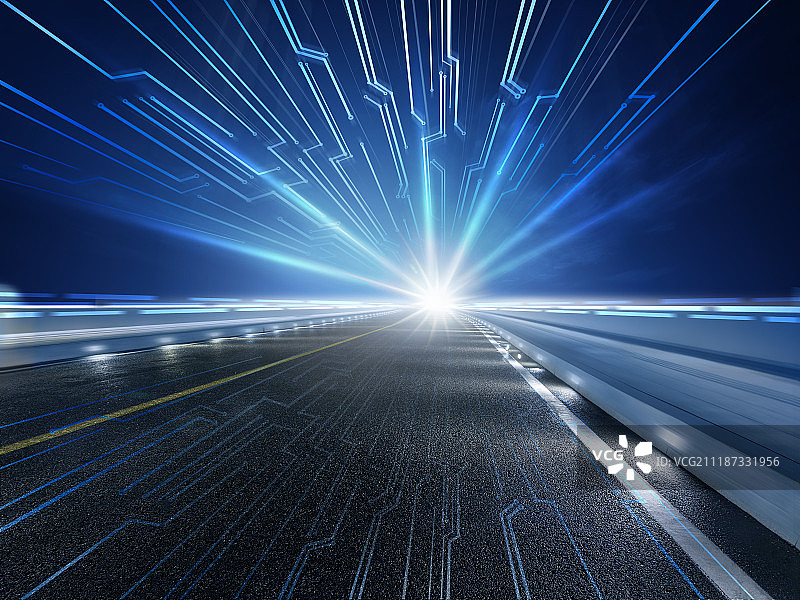 科技概念与道路图片素材