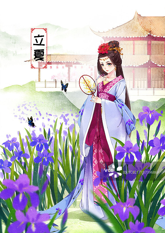 水彩人物立春图片素材