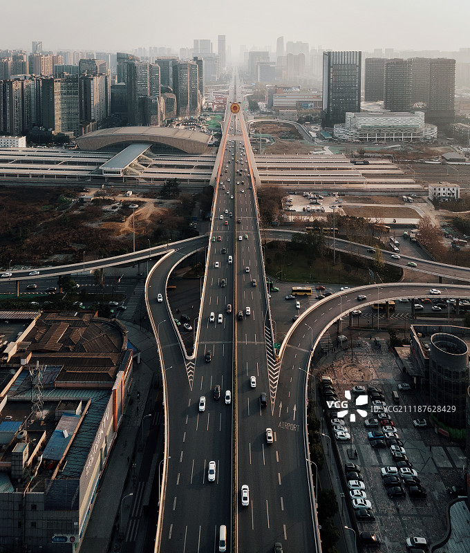 航拍成都中轴线风光图片素材