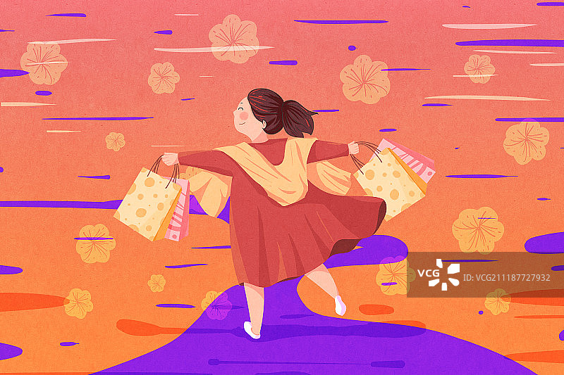 女生节插画横图片素材