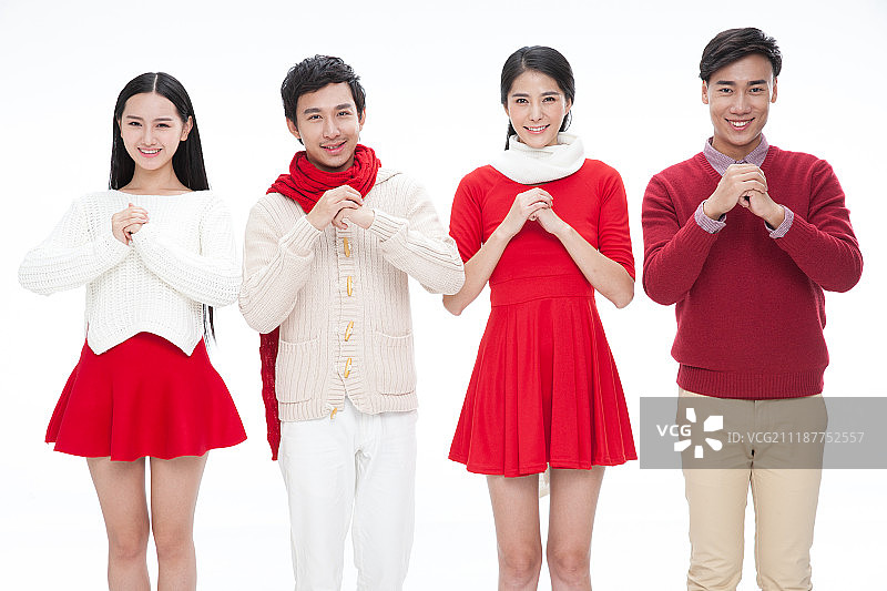 快乐拜年的年轻人图片素材