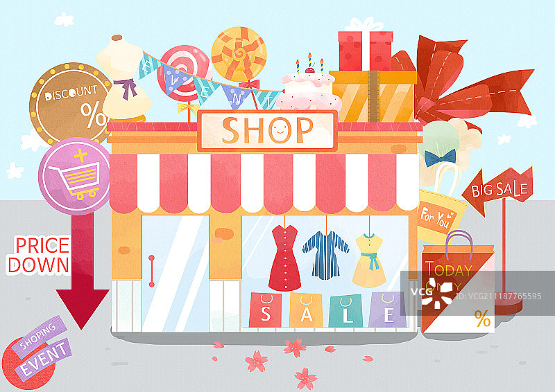 购物物品插画图片素材