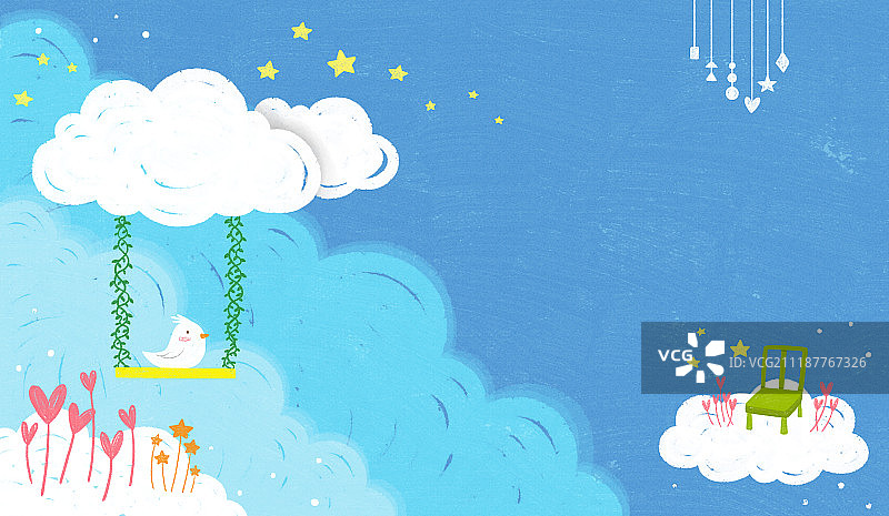 背景童话粉彩插图图片素材