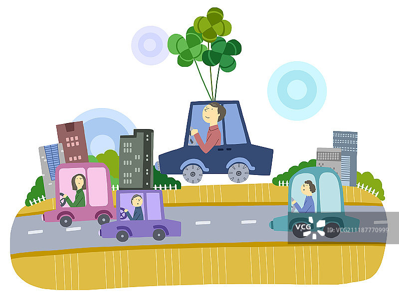 道路和汽车插画图片素材