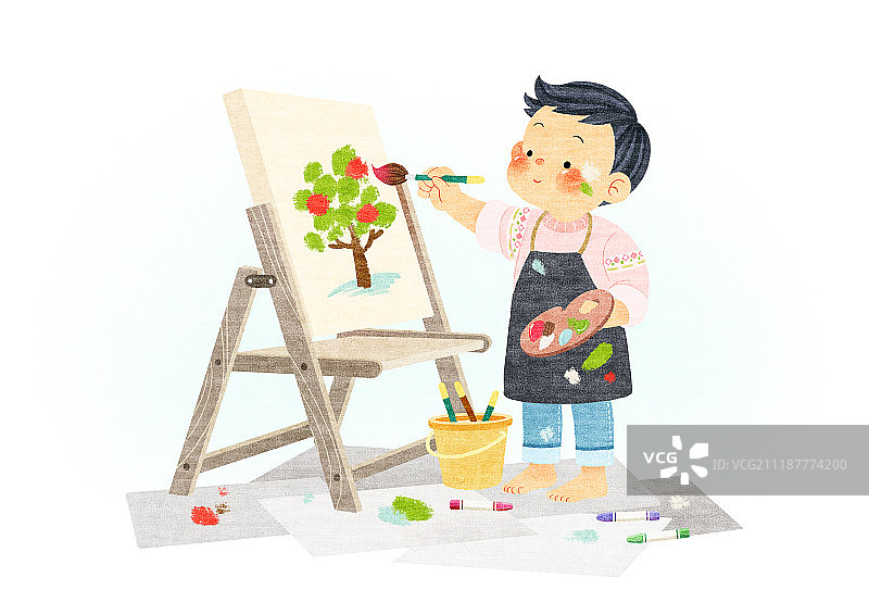 儿童水彩生活方式图片素材