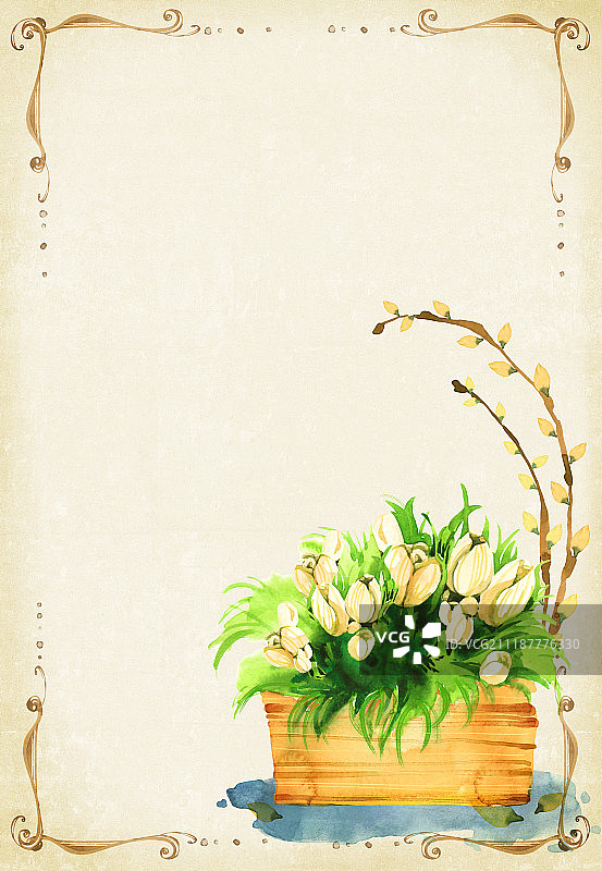 春天，花朵，季节，水彩图片素材