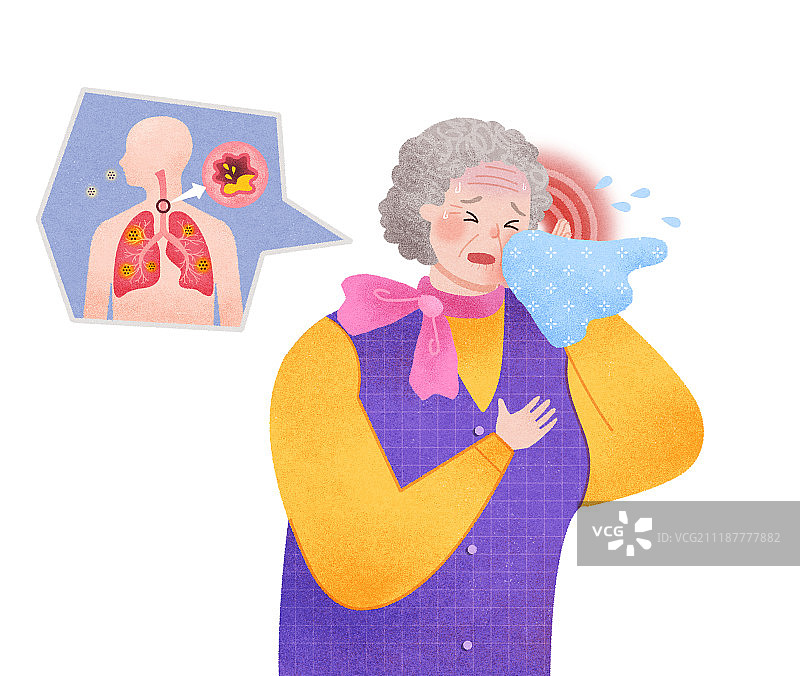 年长的，支气管，感冒，打喷嚏，疾病，疼痛，医疗保健图片素材