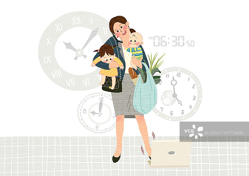 职业女性，儿童保育图片素材