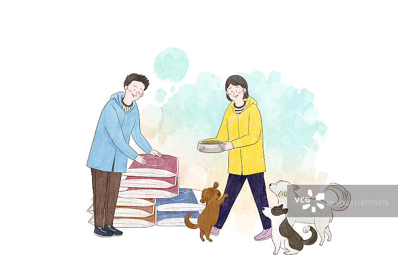 社区服务、志愿者、福利插画图片素材