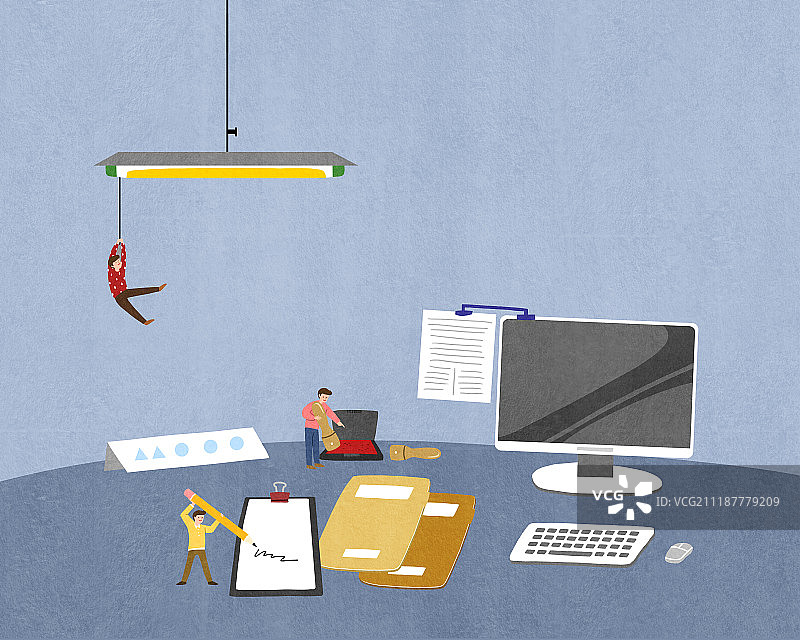 微型办公桌商务插画图片素材