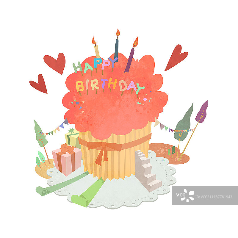 生日快乐插画图片素材