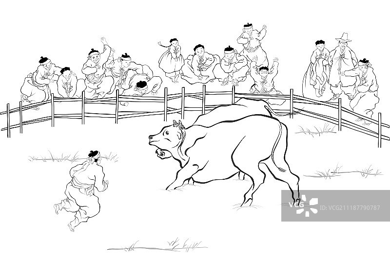 韩国传统东方绘画插画图片素材