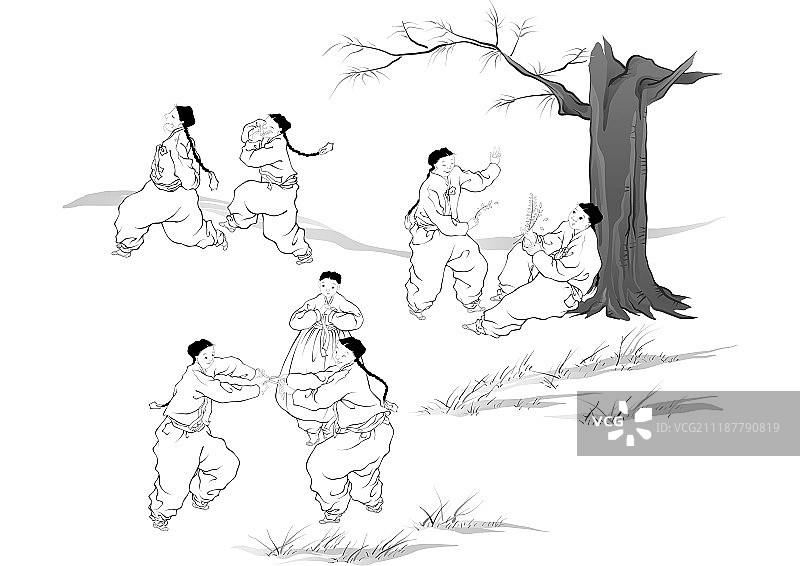 韩国传统东方绘画插画图片素材