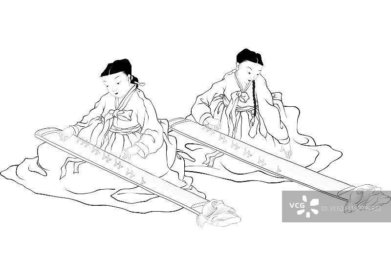 韩国传统东方绘画插画图片素材