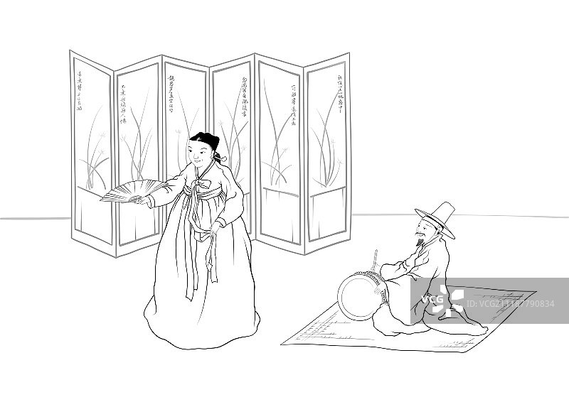 韩国传统东方绘画插画图片素材