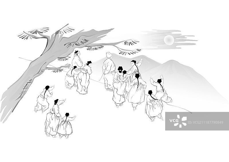 韩国传统东方绘画插画图片素材