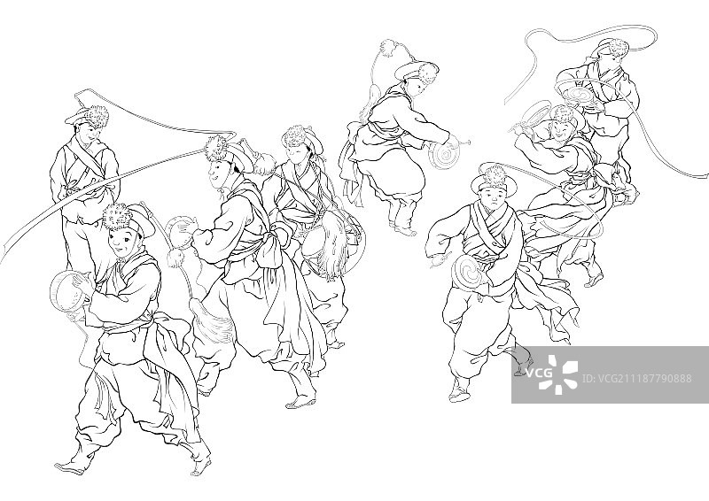 韩国传统东方绘画插画图片素材