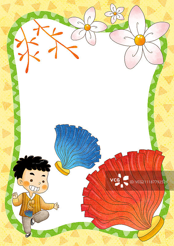 儿童角色边框插画图片素材