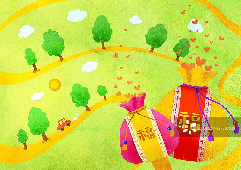 韩国假日传统新年插画图片素材