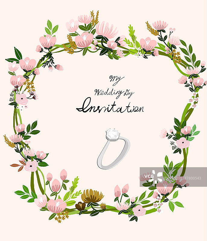 婚礼邀请函插画图片素材