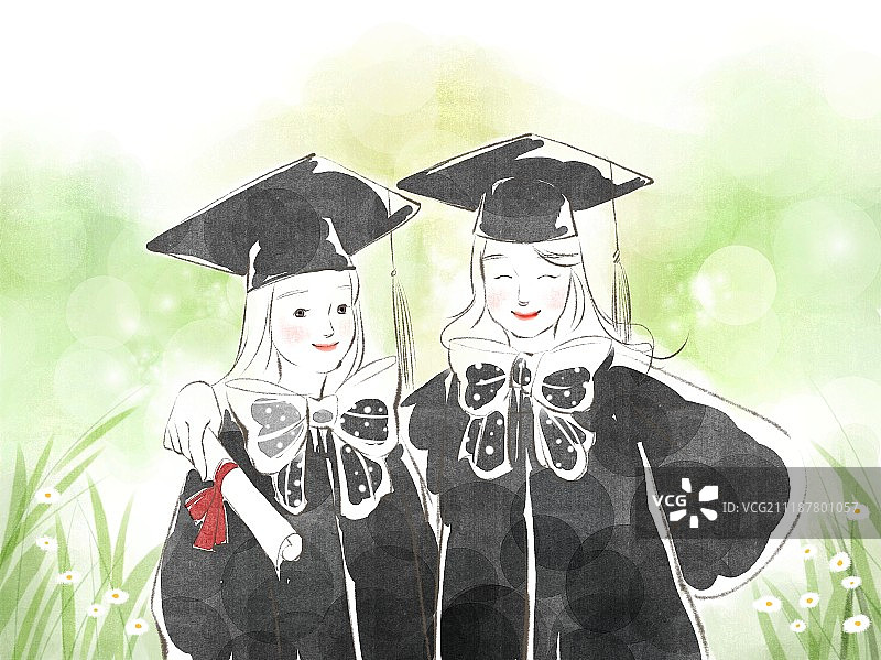 毕业入学学校插画图片素材