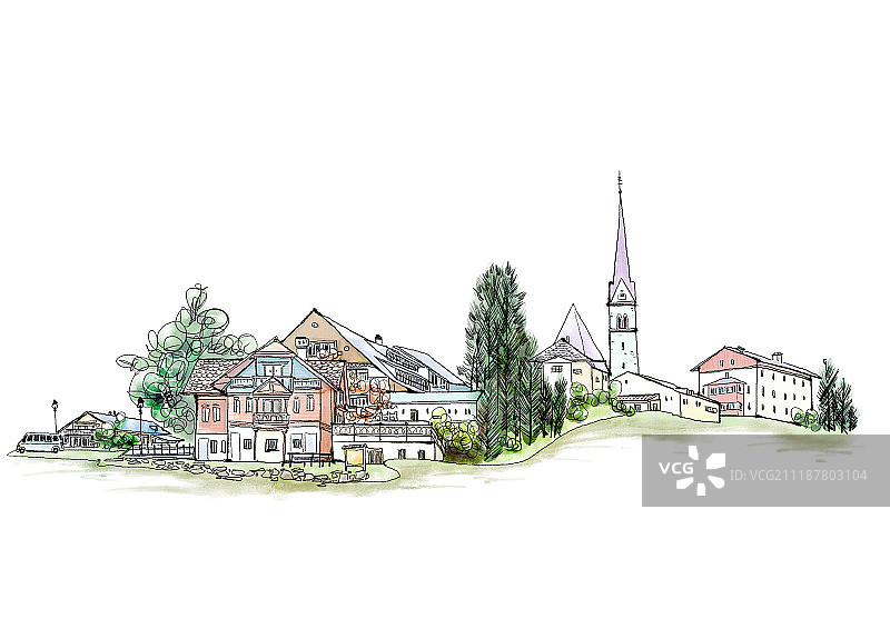 欧洲背景插画图片素材