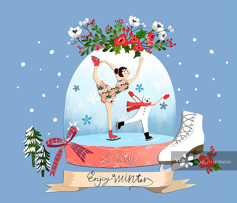 雪景球插画图片素材