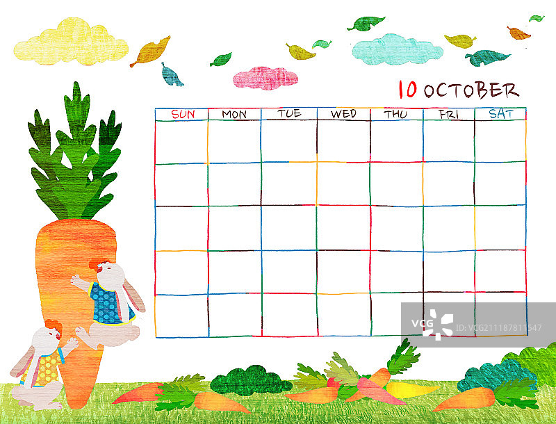 彩色插画日历图片素材