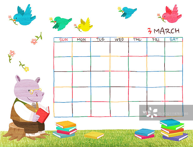 彩色插画日历图片素材