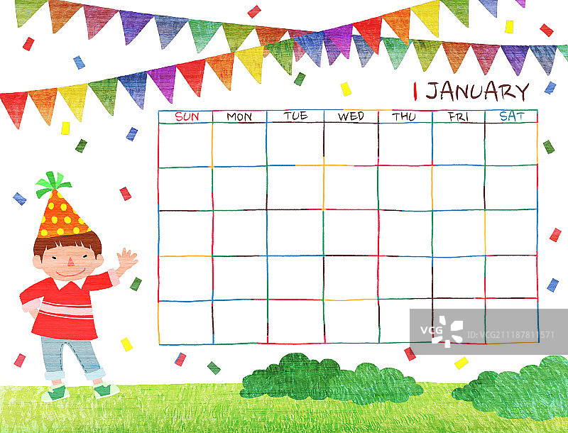 彩色插画日历图片素材
