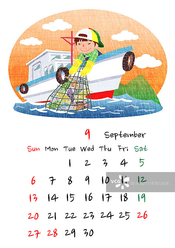日历，儿童插画图片素材