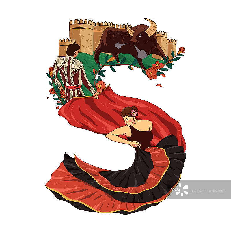 S形状的西班牙元素图片素材