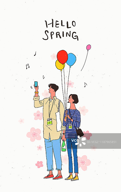 生活方式：野餐，音乐节（娱乐活动），享受（概念），年轻人（成人），情侣，樱花图片素材