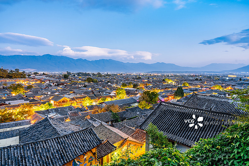 中国云南丽江大研古城夜景图片素材