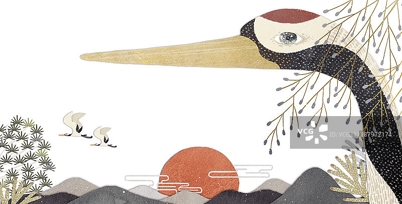 背景，新年（节日），童话，仙鹤，太阳（天空）图片素材