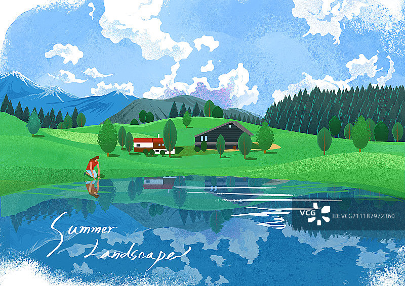 夏季自然山水风光背景图片素材