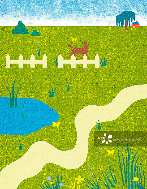 春季草坪蝴蝶概念风景图片素材