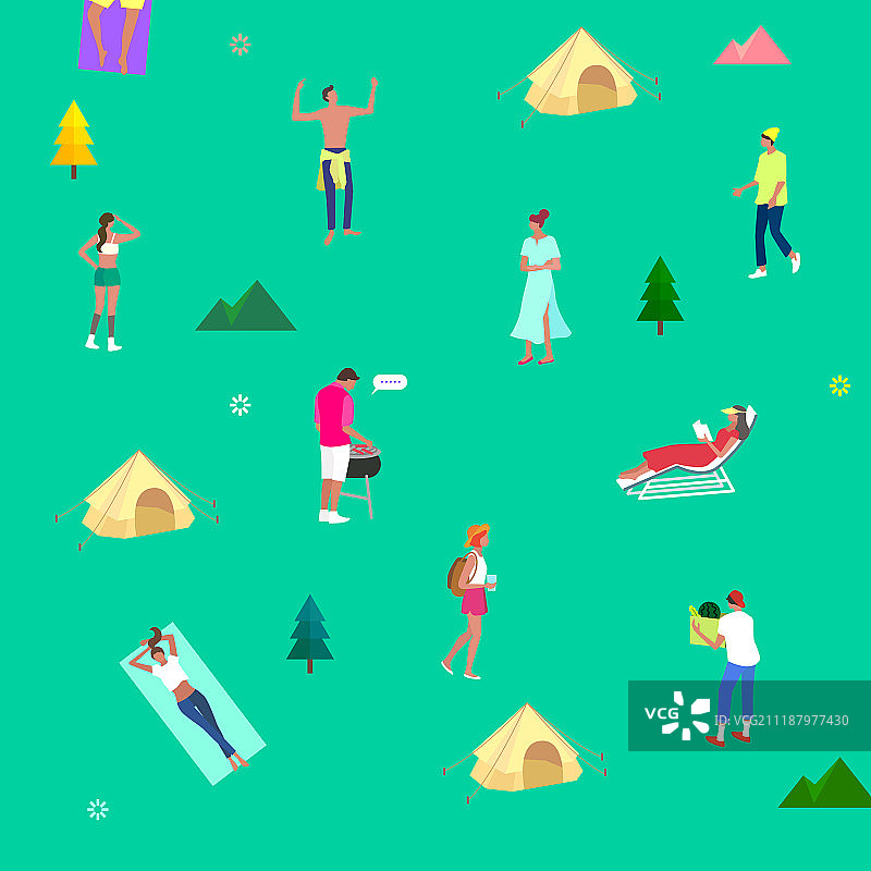 人物，图案，生活方式，夏季，帐篷，垫子，休息图片素材