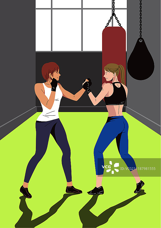 体育武术：女性青少年自卫拳击沙袋图片素材
