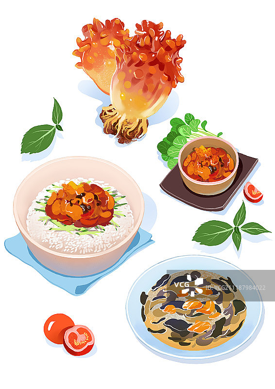 食材，美食，海鲜，海胆，海胆拌饭图片素材