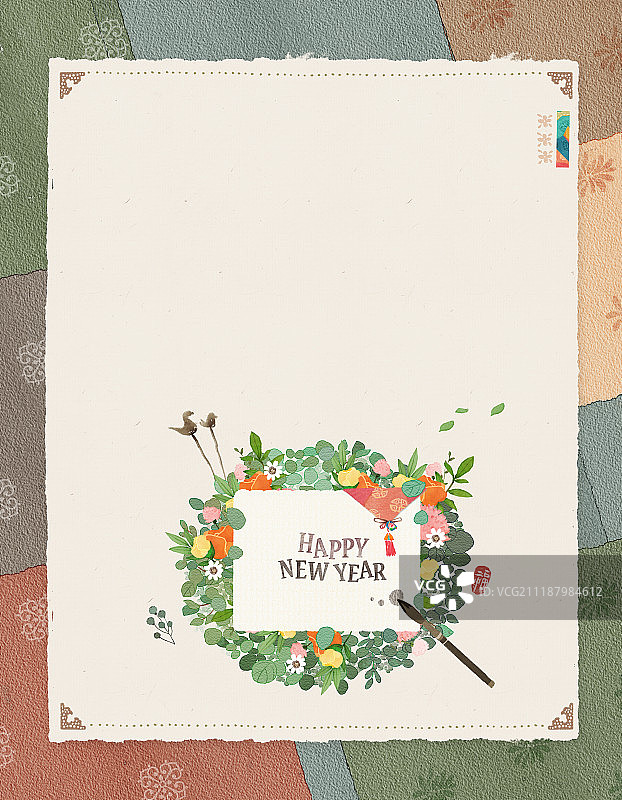 韩国节日问候插画图片素材