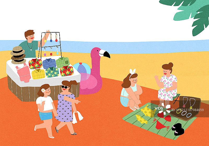 插画：市场旧货跳蚤市场图片素材