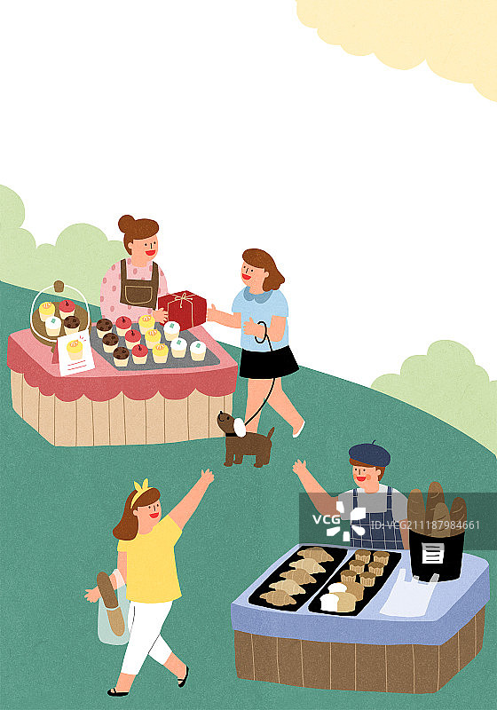 插画：市场旧货跳蚤市场图片素材