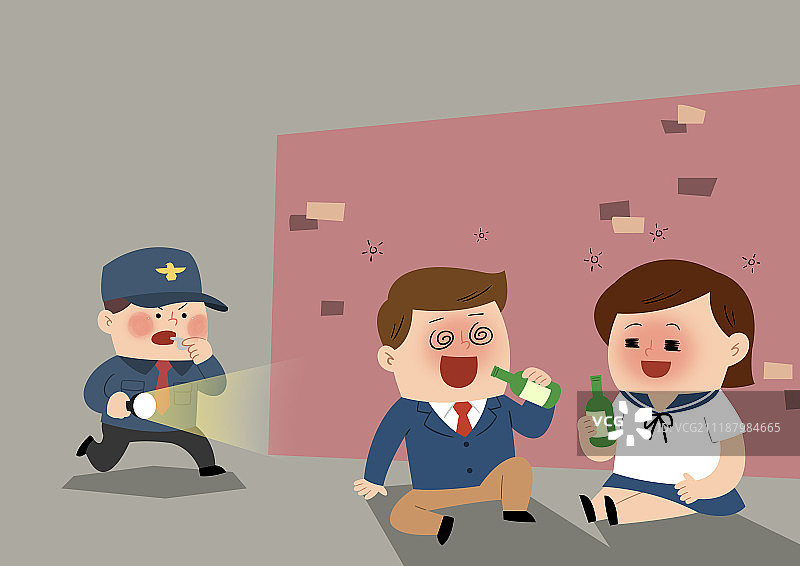 插画：青少年、学生、校服、恃强凌弱者、叛逆青年图片素材