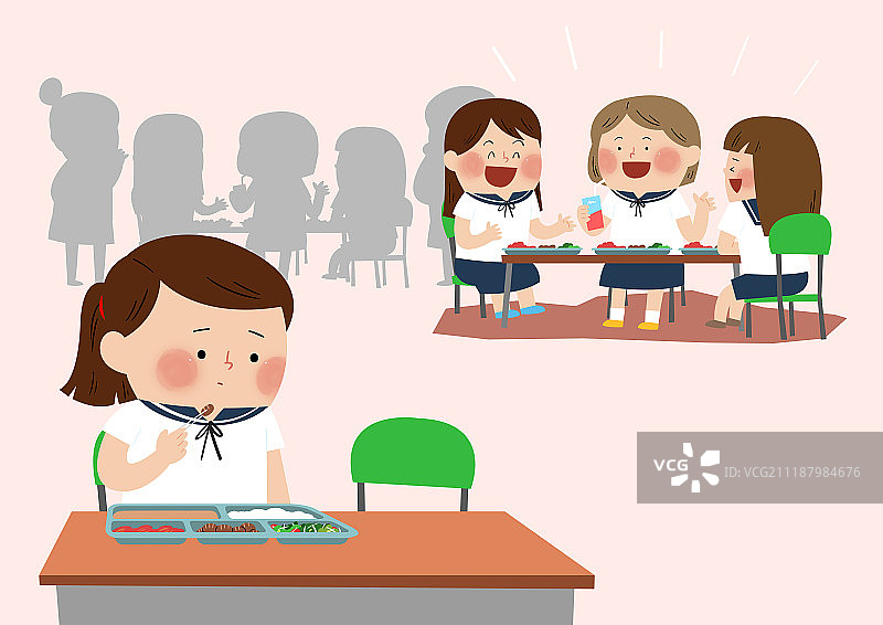 插画：青少年、学生、校服、恃强凌弱者、叛逆青年图片素材