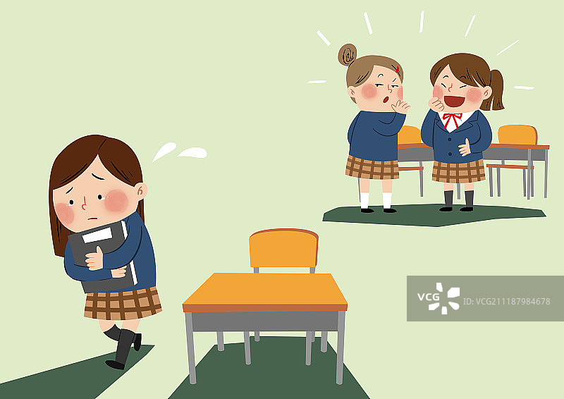 插画：青少年、学生、校服、恃强凌弱者、叛逆青年图片素材