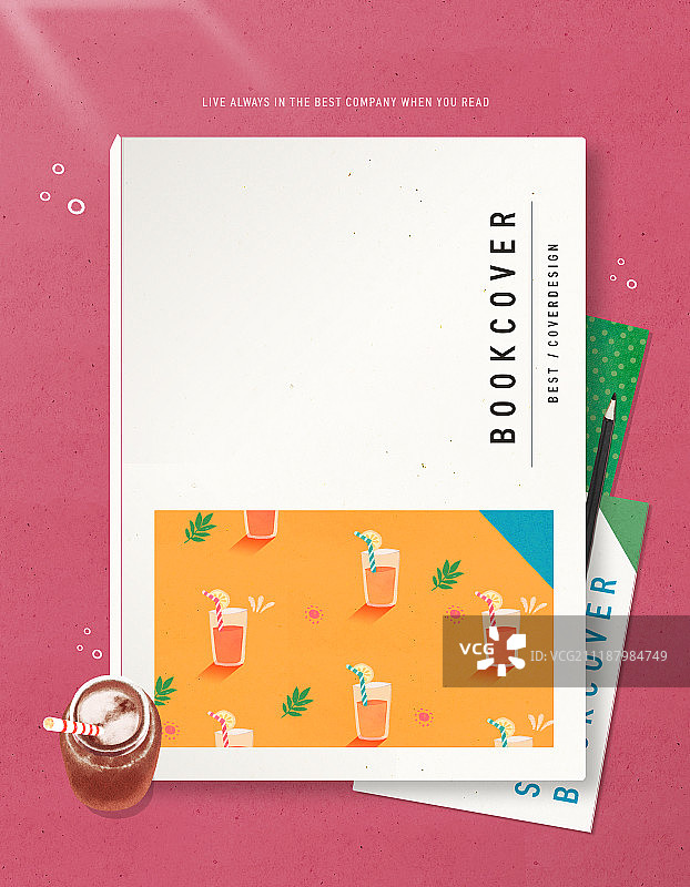 俯视角度书籍封面花卉插画图片素材